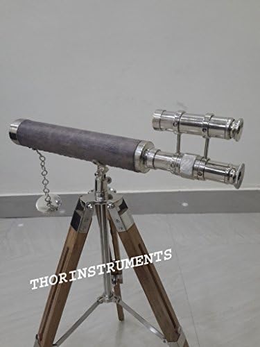 THORİNSTRUMENTS (cihaz ile) Denizcilik Teleskop Çift Varil Deri Masa Ayakta Tripod Teleskop Spyglass