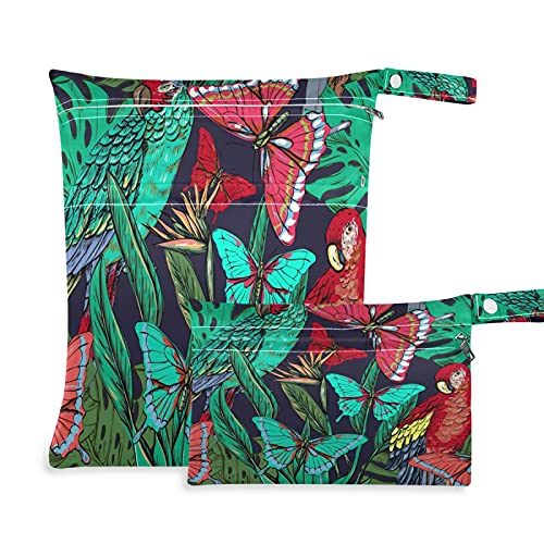 STAYTOP Papağan Kelebek Palmiye Yaprağı ıslak kuru çanta bez bebek bezi çantaları 2 Paket-Kirli Bebek eşyaları veya ıslak giysiler