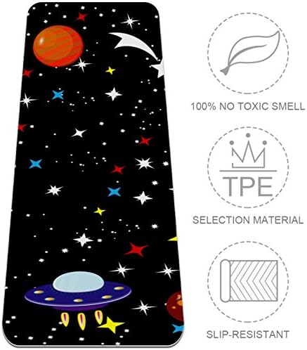 Unicey Uzay Gezegen Uzay Gemisi Roketler Desen Yoga Mat Kalın Kaymaz Yoga Paspaslar için Kadın ve Kız egzersiz matı Yumuşak