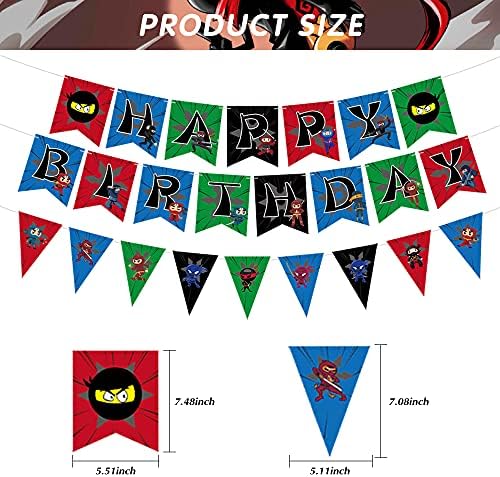 Ninja Doğum Günü Parti Malzemeleri Süslemeleri, Mutlu Doğum Günü Afiş Ninja Balonlar, Kek Toppers, Kırmızı Siyah Mavi Yeşil