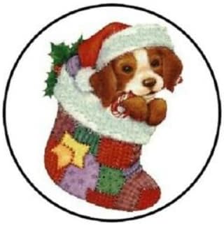 48 pcs Sevimli Noel Stocking Yavru Köpek Çıkartmalar Zarf Mühürler Etiketler Yuvarlak Etiketler, Pullar Sticker için Hediye