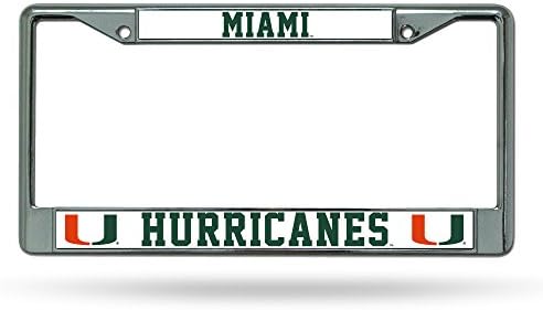 Rico Industries NCAA Miami Hurricanes Standart Krom Plaka Çerçevesi, 6 x 12.25