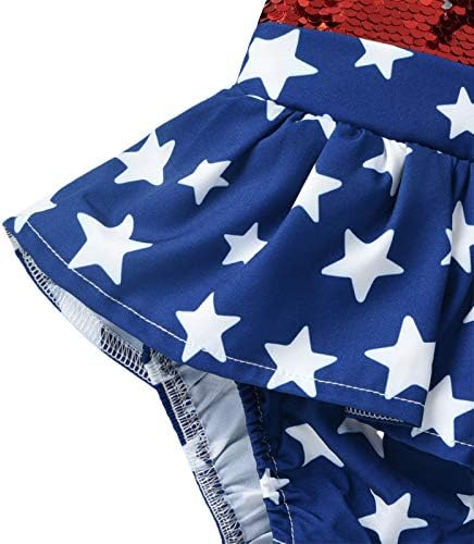 4th Temmuz Bebek Kız Romper Amerikan Bayrağı Halter Backless Tulum Ruffles Romper Bodysuit Tutu Elbise ile Kafa Bandı