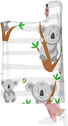 MARAT Karikatür Koala Üzerinde Okaliptüs Ağacı Şube Illüstrasyon ile Komik Koala Kapüşonlu Battaniye Panço Giyilebilir Battaniye