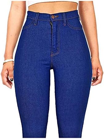 Andongnywell Yüksek Rise Popo Kaldırma Skinny Jeans Kadınlar için Yüksek Bel Rahat Katı Streç Denim Pantolon Zip Cepler ile