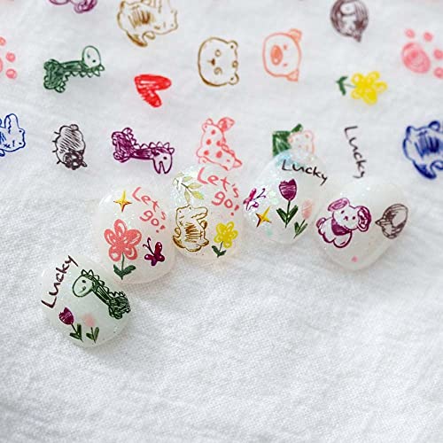 Kabartma Kawaii Çıkartması Hayvanlar Ördek Yapıştırıcı Nail Art Sticker DIY Tırnak Çıkartmaları Nail Art Dekorasyon Manikür