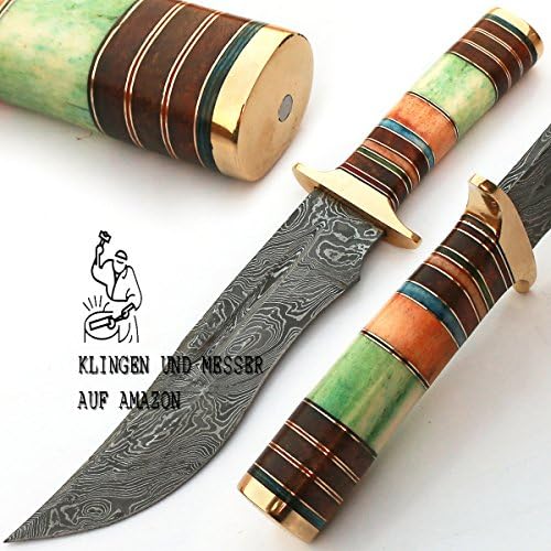 Deri Kılıflı Bıçak-El Yapımı şam Çelik Bıçak-Özel Bıçak - 12 İnç Renkli Kemik Sapı, 8936