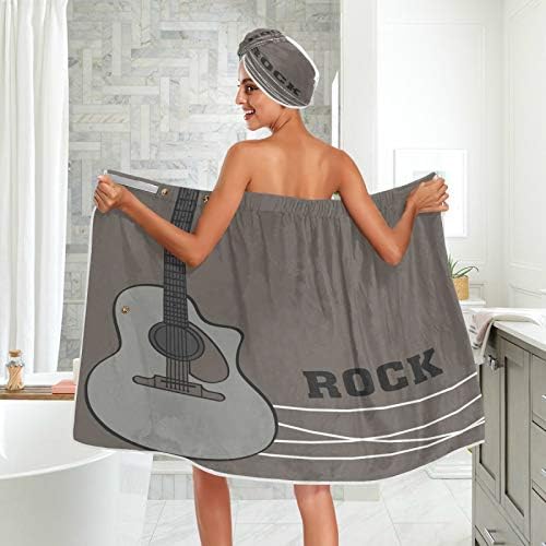 Gitar Banyo Havlusu Wrap ile Kuru Saç Duş Başlığı, Ayarlanabilir Kapatma Duş Bornozlar, Hızlı Kurutma için Spa, Plaj, Duş