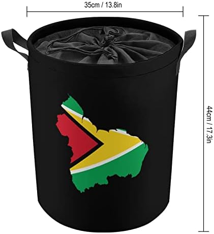 Guyana Bayrak Harita Katlanabilir çamaşır sepeti Sepet Depolama Organizatör giysi Oyuncak koleksiyonu İçin Kapaklı