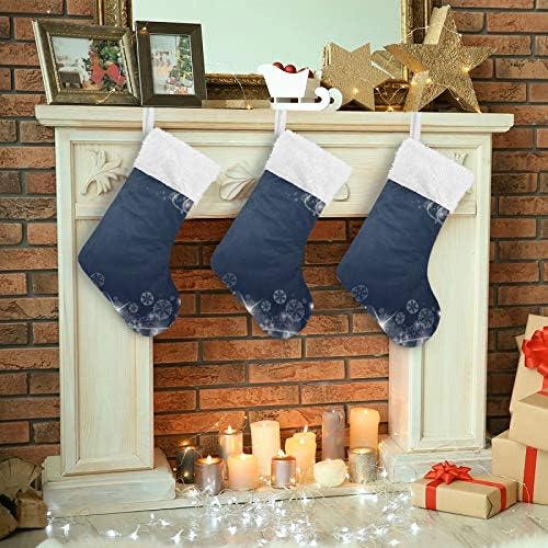 YUEND 1 Parça için Aile Tatil Noel Parti Süslemeleri Büyük Klasik Kişiselleştirilmiş Beyaz Peluş Trim ile Noel Stocking Kitleri