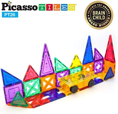 PicassoTiles PT26 İlham Verici Set Mıknatıs Yapı Karoları Açık Renk Manyetik 3D Yapı Taşı-Hayal Gücünün Ötesinde Yaratıcılık!