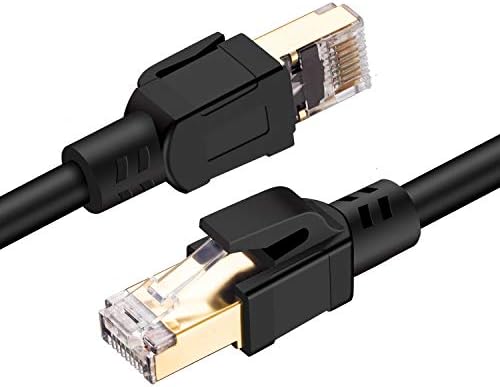 Veetcom Cat8 Ethernet Kablosu 65ft, Yüksek Hızlı 26AWG Cat8 LAN Ağ Kablosu 40 Gbps, Altın Kaplama RJ45 Konnektörlü 2000 MHz,