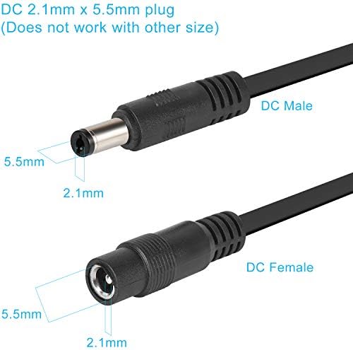 2 Paket DC Güç Uzatma Kablosu 13.1 ft 2.1 mm x 5.5 mm CCTV IP Kamera için 12V DC Adaptör Kablosu ile uyumlu, LED, Araba, Siyah