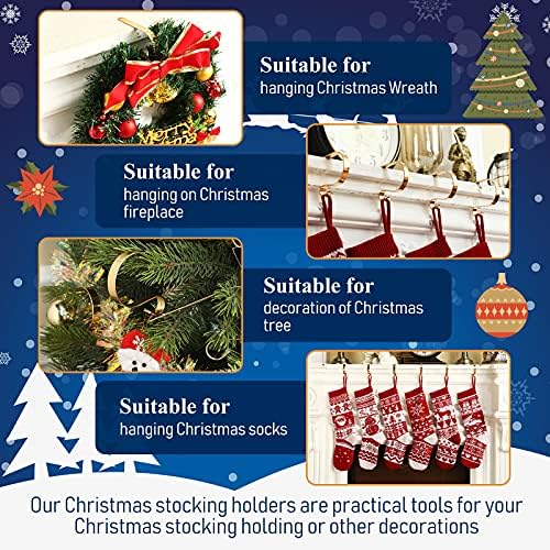Hotop 6 Parça Noel Stocking Askı Tutucu için Şömine Mantel, Hafif Stocking Hooks No-Kayma Stocking Askı için Şömine Mantel,