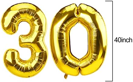 30th Doğum Günü Afiş Balon Süslemeleri Kiti, 37 pcs Mutlu 30 Doğum Günü Parti Malzemeleri - Altın Konuşma Otuz Bana Afiş, Altın