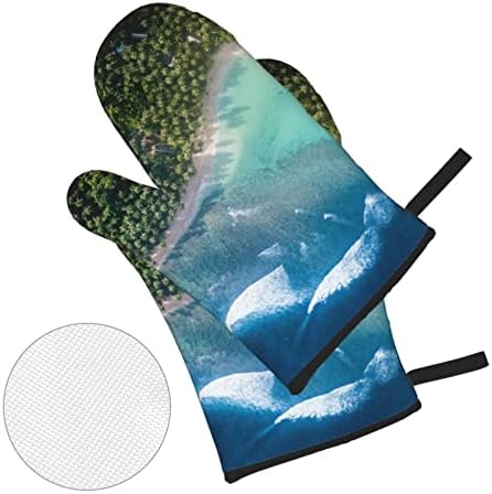 Plaj Fırın Eldiveni ve Tencere Tutucular Setleri 4 Dayanıklı Sıcak Pedleri ile Polyester Kaymaz BARBEKÜ Eldiven Forkitchen