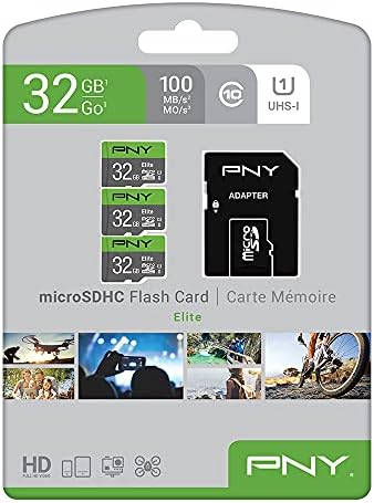 PNY 32GB Elite Sınıf 10 U1 microSDHC Flash Bellek Kartı 3'lü Paket, 32GB 3'lü Paket