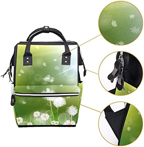Güzel Yeşil Çim Çiçek BlowballWomen Sırt Çantası Bezi Çanta Bebek Bezi Çantası, Rahat Seyahat Geri Paketi, hafif Analık Büyük
