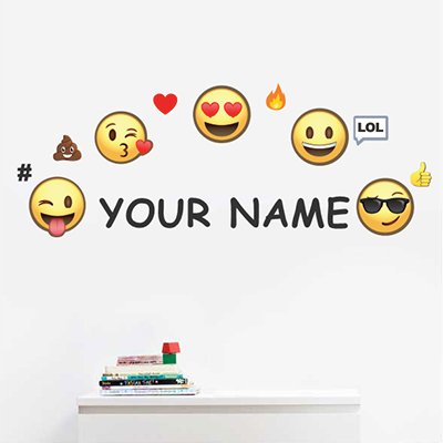Kişiselleştirilmiş Çocuk Adı Duvar Çıkartması Emoji