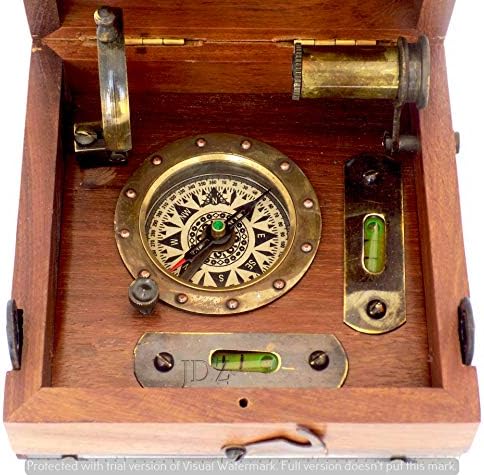 JD'Z KOLEKSİYONU Deniz Pirinç Usta Kutusu T. Cookie & Sons Londra 1858 El Yapımı Antika Pusula-Teleskop-Tekne Klinometre Vaftiz