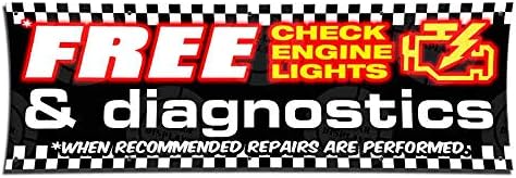 Ücretsiz Check Engine Işıklar & Teşhis Banner (2ft X 3ft) Genel Automotiove Servis Dükkanı Mekaniği Ekran İş Açık İşareti