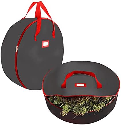 FlekmanArt Noel Çelenk saklama çantası, su Geçirmez Yuvarlak Çelenkler Ağır saklama kapları 30 İnç Çanta Takviyeli Kolları