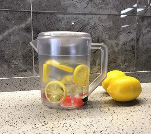 Sıcak/Soğuk Su, Buzlu Çay ve Meyve Suyu için Kapaklı Plastik Sürahi Pot Sürahi (Şeffaf, 1.5 L)