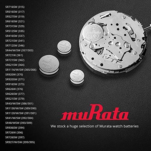 Murata 376 Pil SR626W 1.55 V Gümüş Oksit İzle Düğme Hücresi (10 Pil)