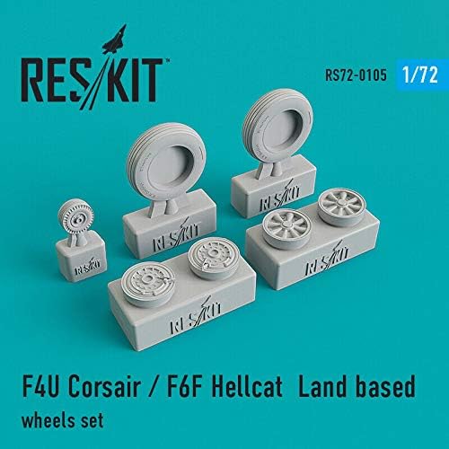 Reskıt RS72-0105 - 1/72 –Reçine tekerlekler F4U Corsair/F6F Hellcat kara tabanlı için ayarla