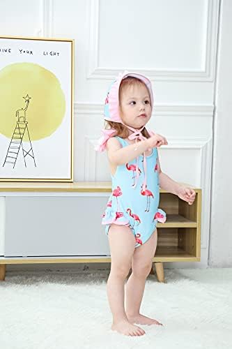 Bebek Kız Flamingo Mayo Sevimli Tek Parça Mayo ile Yüzmek Şapka için 6 Ay Baby-6T Yürüyor Çocuk