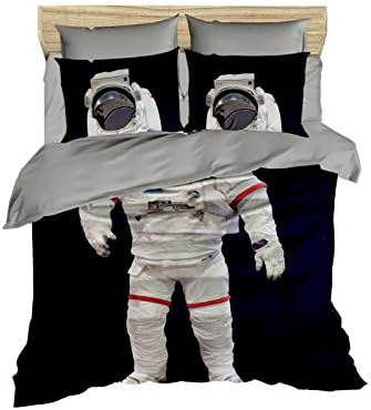 DecoMood Astronot Yatak Takımı, Uzay ve Astronot Temalı Yorgan / Nevresim Takımı, Tam / Kraliçe Boy, Erkek Çocuk Yatak Takımı,
