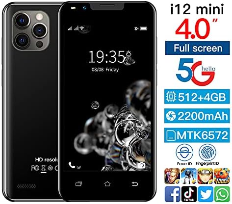 Mini12 Cep Telefonu, Android + 4.0 Yüksek Çözünürlüklü HD Tam Ekran + 512MB + 4GB, 2200 mAh Pil Android 5.1 Telefon Yüz Kimliği