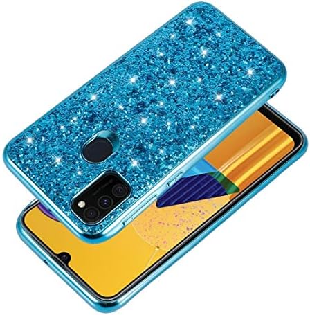 Cep telefonu kılıfı için Büyük Samsung Galaxy A21s Glitter Toz Darbeye dayanıklı TPU Koruyucu Kılıf (Renk: Mavi)