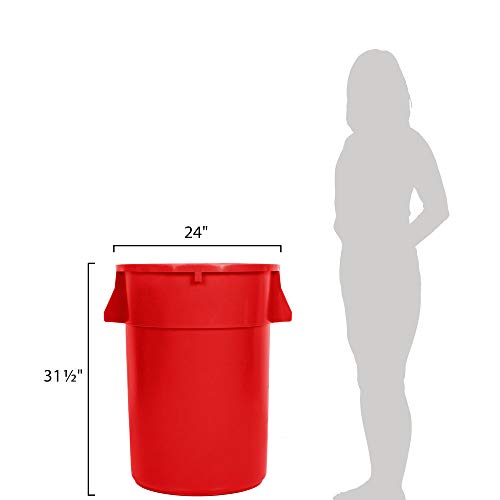 15 Paket! 176 Qt. / 44 Galon / 166 Litre Kırmızı Yuvarlak İçerik Kutusu / Ticari Çöp Kutusu ve Kapağı. Çöp kutusu Mutfak çöp