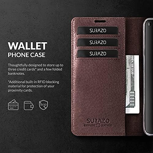 SURAZO Deri cüzdan Kılıf ile Uyumlu Samsung S21-RFID - 3 Kart Yuvaları ve Nakit Cep - Güvenli Manyetik Kapatma Kickstand Fonksiyonu-ÜST