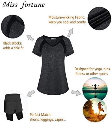 MİSS FORTUNE Bayan Aktif Giyim Egzersiz Üst Yoga Gömlek Egzersiz Kıyafetleri