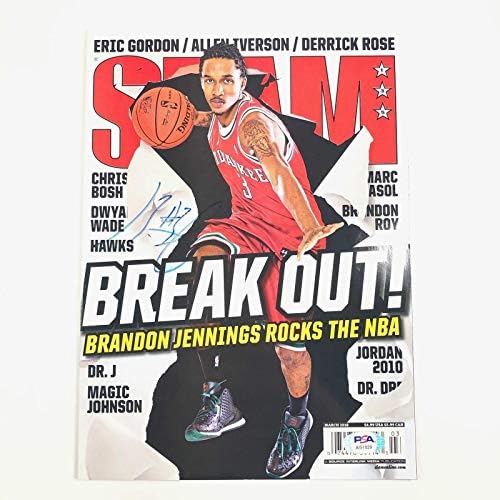 Brandon Jennings İmzalı Slam Dergisi PSA / DNA Milwaukee Bucks İmzalı-İmzalı NBA Dergileri
