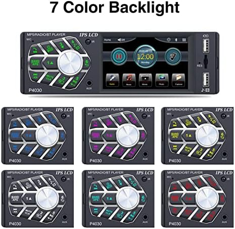 AEZON Araba Stereo, 4.1 İnç Medya Araç Ses Alıcısı, Mavi-Diş Güvenli Eller-Serbest Arama Kiti, Ayna Bağlantı için Dikiz için