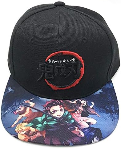 Donahuewangxiaojiao Anime Demon Slayer Beyzbol Şapkası Baskı Ayarlanabilir Şapka, Hayranları için En İyi Hediye, siyah & kırmızı,