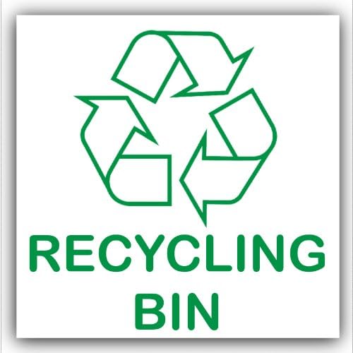 1 x Geri Dönüşüm çöp kutusu Kendinden Yapışkanlı Etiket Baskılı çöp kutusu Geri Dönüşüm Logo İşareti Wheelie