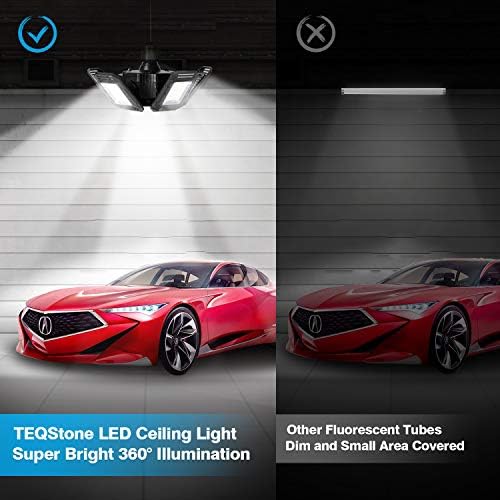 TEQStone LED Garaj Tavan ışık 120 W 1 Paket, 5 Ayarlanabilir ışık Kafaları Alüminyum Alaşım Ticari Aydınlatma Atölye, Depo,
