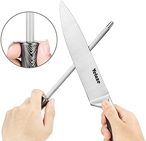 Velaze Bıçak Seti ile Blok, 8 Parça Paslanmaz Çelik Mutfak Bıçak Seti ile İplik Blok, Profesyonel Şef Bıçağı Ekmek Bıçağı Soyma