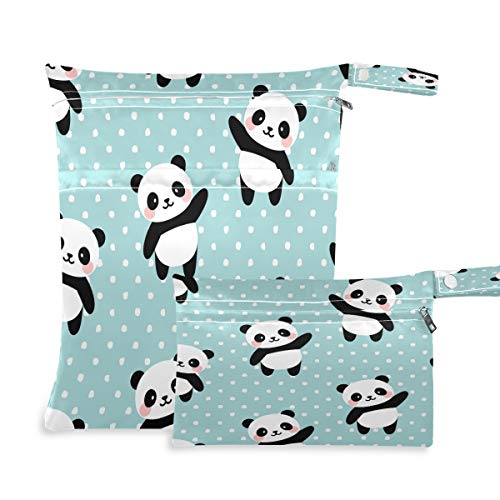 Baofu Sevimli Panda ıslak Kuru Çanta Setleri Su Geçirmez Kullanımlık Seyahat Plaj Bebek Bezi Bezi ıslak Kuru Çanta Organizatör