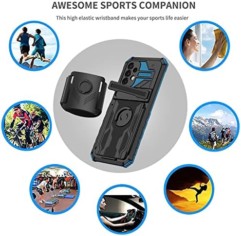 Samsung A32 5G Telefon Kılıfı ile Uyumlu XYX, Galaxy A32 5G için Kickstand ile 360 Rotasyon Ayrılabilir Spor Kol Bandı Kapağı-Mavi