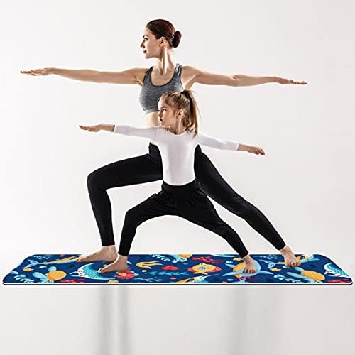 Kalın Kaymaz Egzersiz ve Fitness 1/4 yoga mat ile Renkli Deniz Yaşamı Baskı için Yoga Pilates ve Kat Fitness Egzersiz (61x183
