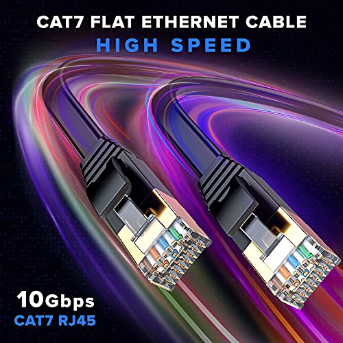 Ethernet Kablosu ve Cat7 Ağ Kablosu 1 ft, 10 Paket Kolay Gizlenebilir Düz LAN İnternet Kablosu / Kablosu, Cat6 Cat6e Cat5 Cat5e