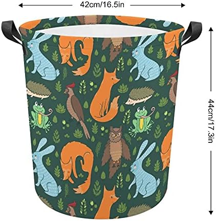 Baykuş Ve Ağaçkakan Çamaşır Torbası Kolları İle Yuvarlak Sepet Su Geçirmez Depolama Sepeti Katlanabilir 16. 5x17. 3 İnç