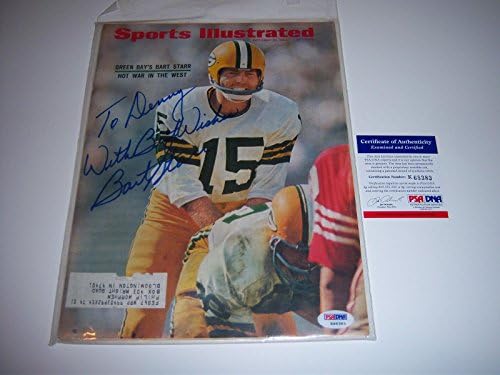 Bart Starr Green Bay Packers Sb Champs Psa / dna İmzalı Sports Illustrated İmzalı NFL Dergileri